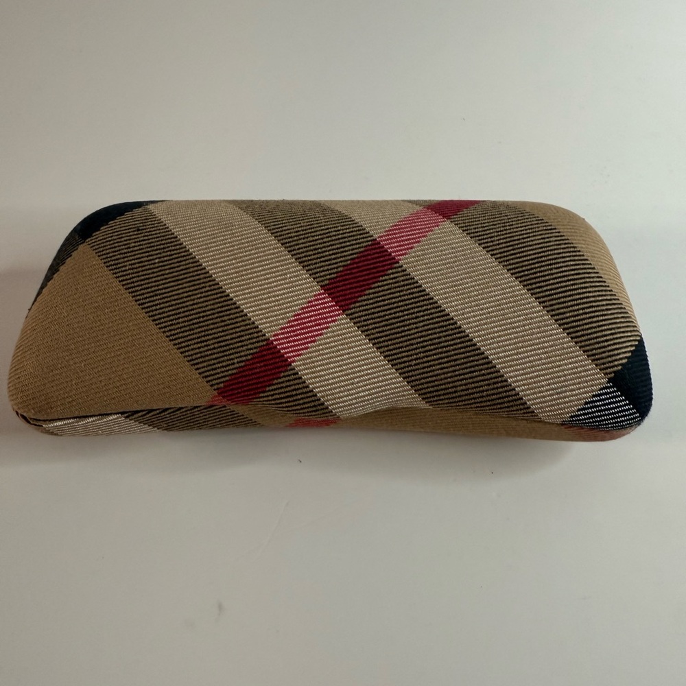 Burberry Checkered Eyewear Holder Tan and Red